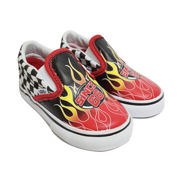 ワケあり-1538VANS TODDLERバンズ トドラー【VN000EX8UJ6】Classic Slip-Onクラシックスリッポン(Race Flame) Black/Racingレッド ブラック ホワイト チェッカーボード幼児用スニーカー 靴