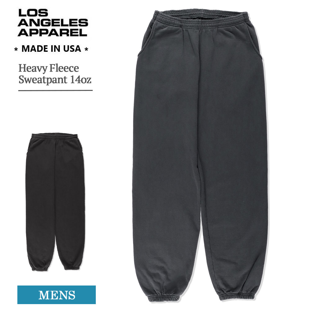 ロサンゼルスアパレル スウェットパンツ 14oz ヘビーウェイト LOS ANGELES APPAREL ロスアパ パンツ メンズ HF04GD Heavy Fleece Sweatpant ヘビーフリース スウェット 裏起毛 ボトムス 米国製 アメリカ製 秋 秋物 部屋着 オフブラック ドルフィンブルー