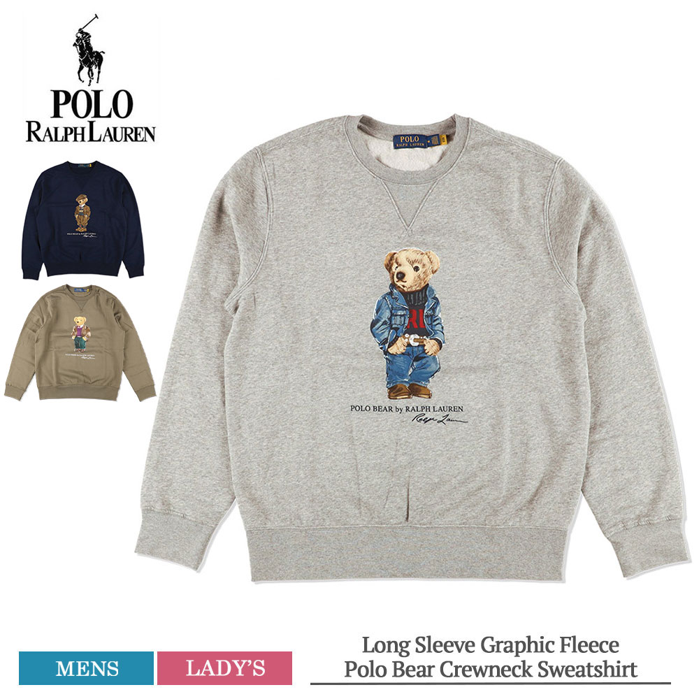 Polo Ralph Lauren ポロ ラルフ ローレン 710853308 Long Sleeve Graphic Fleece Polo Bear Crewneck Sweatshirt メンズ レディース スウェット クルーネック トレーナー 長袖 フリース 裏起毛 ポロベアー 熊 テディベア おしゃれ ブランド 春 秋冬 グレー GREY