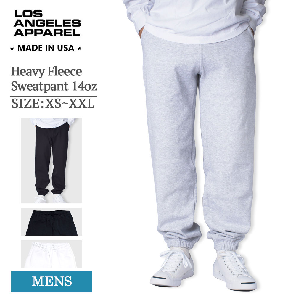 ロサンゼルスアパレル スウェットパンツ 14oz ヘビーウェイト LOS ANGELES APPAREL ロスアパ パンツ メンズ HF-04 Heavy Fleece Sweatpant ヘビーフリース スウェット 裏起毛 ボトムス 米国製 アメリカ製 秋 秋物 部屋着 ホワイト ブラック アッシュ ネイビー