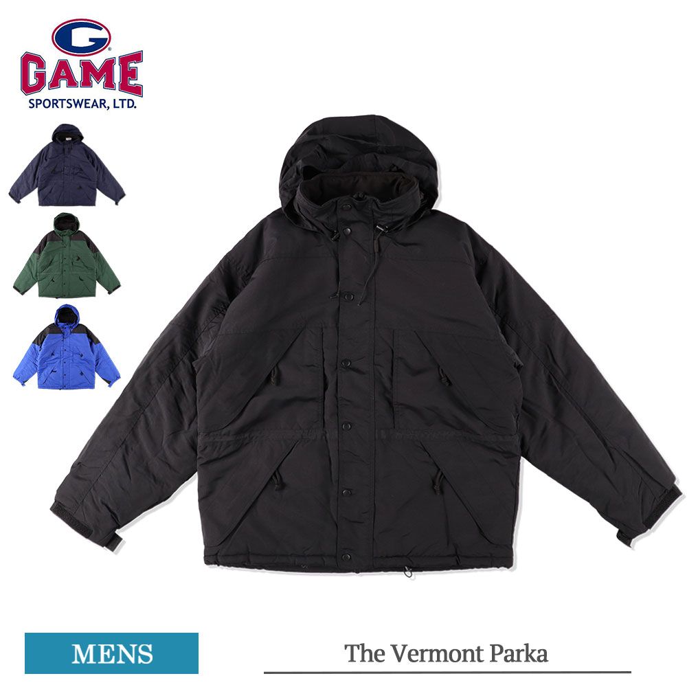 ゲームスポーツウェア GAME SPORTSWEAR 9600 The Vermont Parka メンズ ジャケット アウター ワークジャケット パーカー 隠しフード ブルゾン ワークウェア ラグラン ジップアップ 防寒対策 秋冬 耐風性 耐水性 作業服 防寒