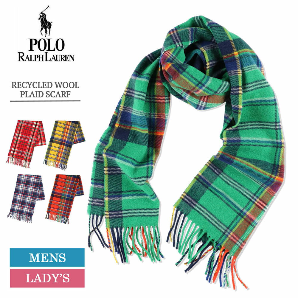 ラルフローレン マフラー（メンズ） ポロ ラルフ ローレン マフラー メンズ レディース Polo Ralph Lauren PC0999 RECYCLED WOOL PLAID SCARF ストール 男女兼用 ブランド ギフト プレゼント 贈り物 リサイクル ウール チェック柄スカーフ