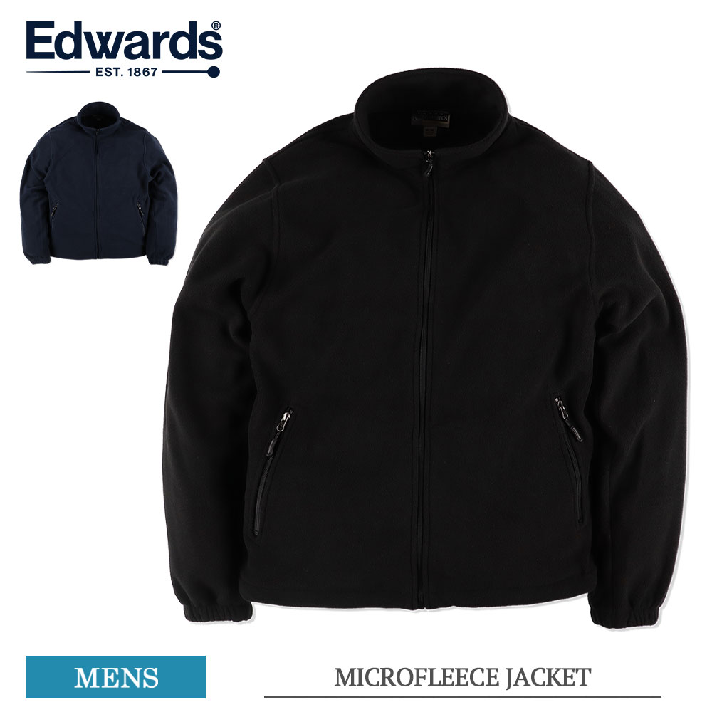 エドワーズ フリースジャケット メンズ EDWARDS 3450 MICROFLEECE JACKET マイクロ ジャケット アウター もこもこ ボア あったか ジップアップジャケット ブランド シンプル カジュアル 春 秋冬 ブラック ネイビー