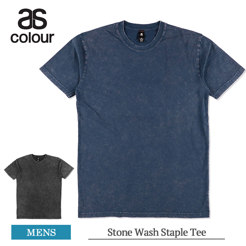 (RSL) エーエスカラー AS COLOUR 5040 Stone Wash Staple Tee メンズ Tシャツ 半袖 半袖Tシャツ ブランド シンプル クルーネック 無地Tシャツ 丈夫 コットン100 シンプル ウォッシュ ブルー ブラック BlueStone BlackStone おしゃれ