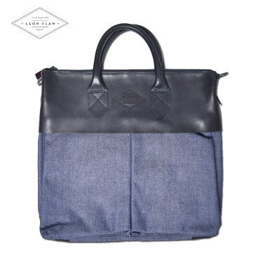 LEON FLAM レオンフラム SAC 21H DENIM NAVY ヘルメットバッグ メンズ バッグ 鞄 かばん ショルダーバッグ ビジネスバッグ 紳士用 男性 ブランドバッグ 通勤バッグ カジュアル お洒落 デニム ネイビー