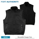 ポートオーソリティ PORT AUTHORITY リバーシブル チャージャー ベスト メンズ J7490 Reversible Charger Vest フリースベスト ワークベスト リバーシブルベスト アウターベスト ジレ ジップ ワークウェア フリース チョッキ 作業服 防寒 秋冬 ブラック