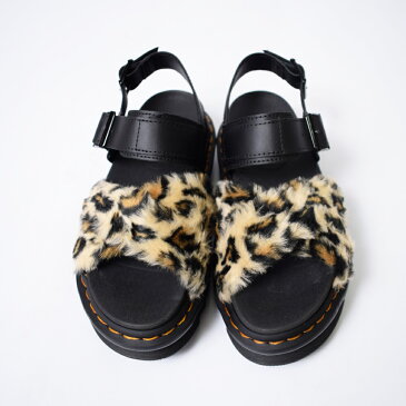 Dr.Martens ドクターマーチン 26721285 Zebrilus Voss II Fluffy Sandal レディース ヴォス II フラッフィ イエローウェルトステッチ サンダル 厚底 ストラップサンダル コンフォートサンダル フェイクファー スライドサンダル タン レオパード ブラック ヒョウ柄