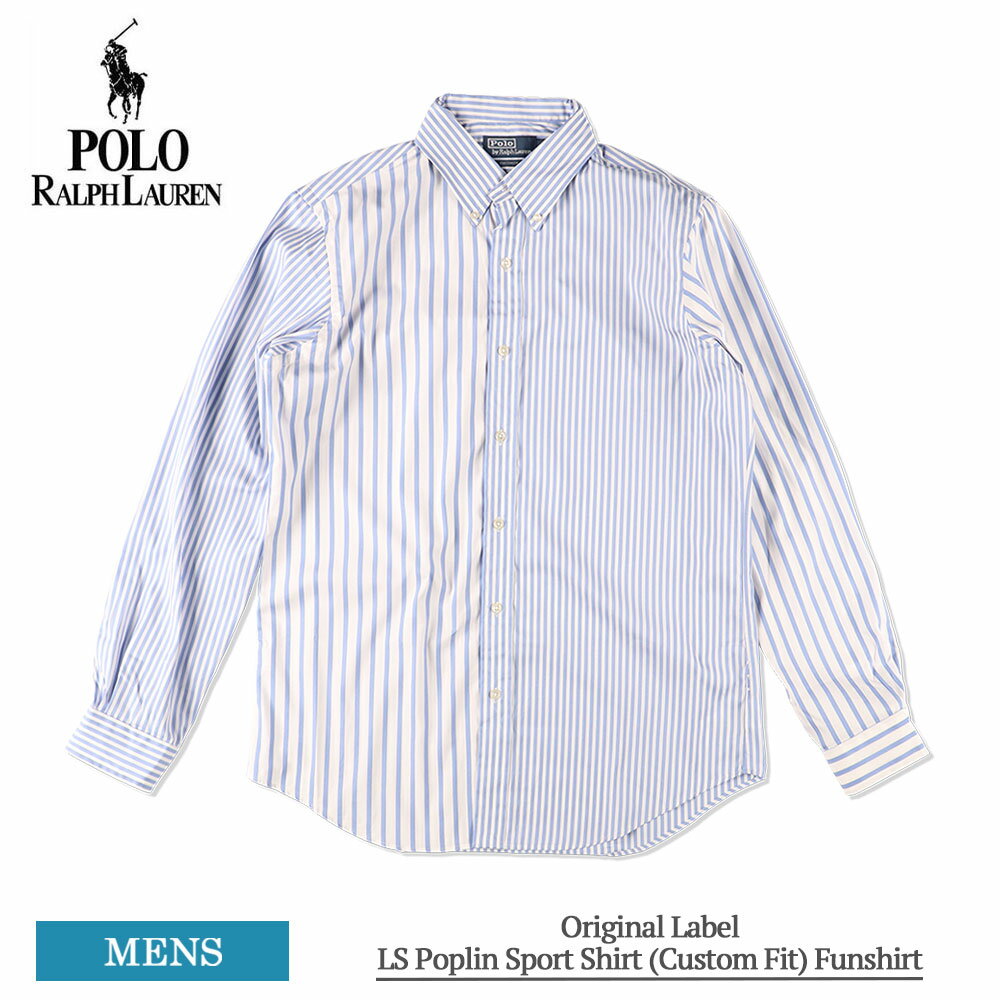 ポロ ラルフ ローレン Polo Ralph Lauren 710901684 メンズ 長袖シャツ ボタンダウンシャツ ロングスリーブシャツ カジュアルシャツ パッチワークシャツ ストライプ ブルー ホワイト