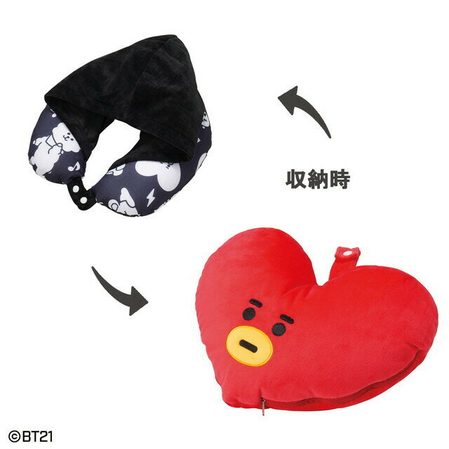 【GW中も毎日出荷】【送料無料】BT21 公式グッズ ネックピロー TATA フード付きネックピロー ピロー 枕 かわいい クッション ギフト プレゼントのサムネイル