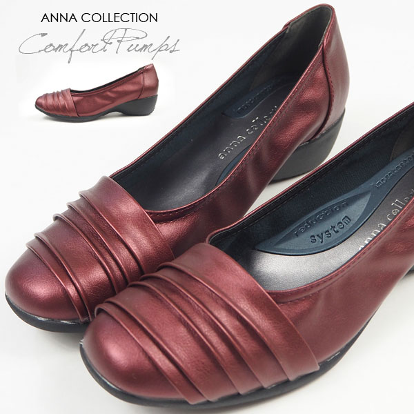 パンプス レディース ANNA COLLECTION アンナコレクション 941 カッターパンプス プリーツ スクエアトゥ