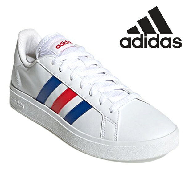 アディダス スニーカー メンズ 靴 白 ホワイト 青 ブルー 赤 レッド シンプル おしゃれ かっこいい レトロ コレクション グランドコート 滑りにくい 防滑...