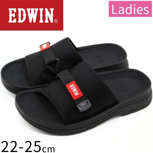 【15日限定★P最大8倍】 【3500円ポッキリ】 エドウィン サンダル レディース 靴 シャワーサンダル 黒 ブラック 軽量 軽い 疲れない 歩きやすい シャワサン 厚底 クッション コンフォート ベルト おしゃれ シンプル カジュアル 夏 海 室内履き EDWIN EW-5221