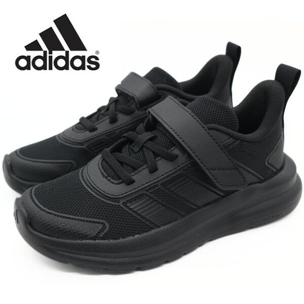 Rakuten - アディダス adidas スニーカー キッズ 子供 靴 黒 ブラック 軽量 軽い 運動 ランニング ウォーキング 通気性 通学 学校 ジュニア 人気 ブランド ベルトテープ テンソーラン TENSAURRUN4.0ELC KJ6691