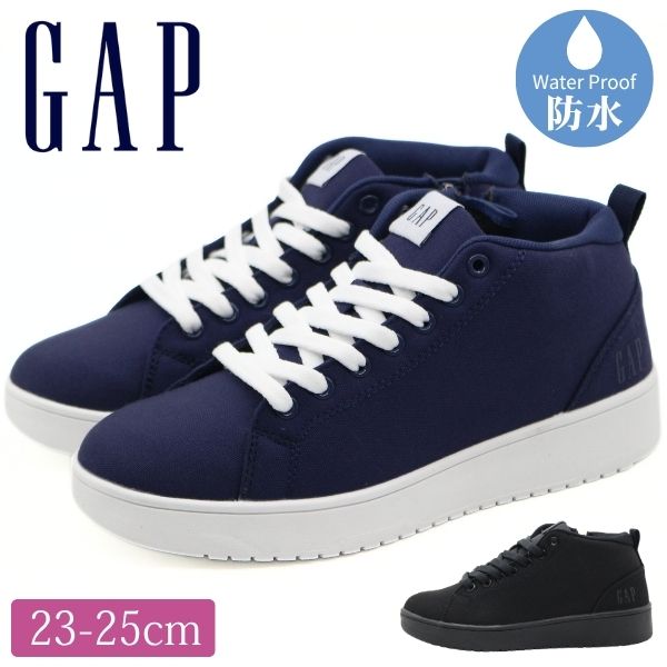樂天商城 - GAP ギャップ スニーカー レディース 靴 レインシューズ レインブーツ 黒 ブラック 紺 ネイビー 防水 疲れにくい 滑らない 滑り止め 蒸れにくい レインスニーカー 紐靴 厚底 おしゃれ かわいい 軽量 3.5cmヒール 痛くない 歩きやすい カジュアル 通勤 通学 GPU22514