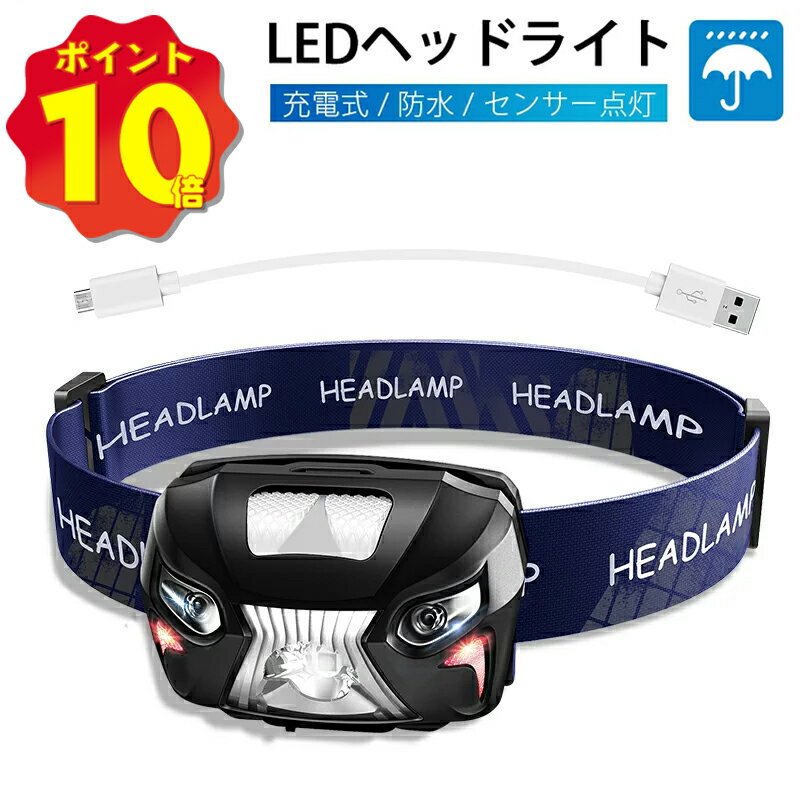  ヘッドライト 充電式 LEDヘッドランプ ヘッド ライト センサー機能 小型 軽量 防水 釣り 登山 アウトドア 作業灯 長時間 キャンプ サイクリング ハイキング 防災 夜釣り 非常時用 作業灯 新生活 ギフト