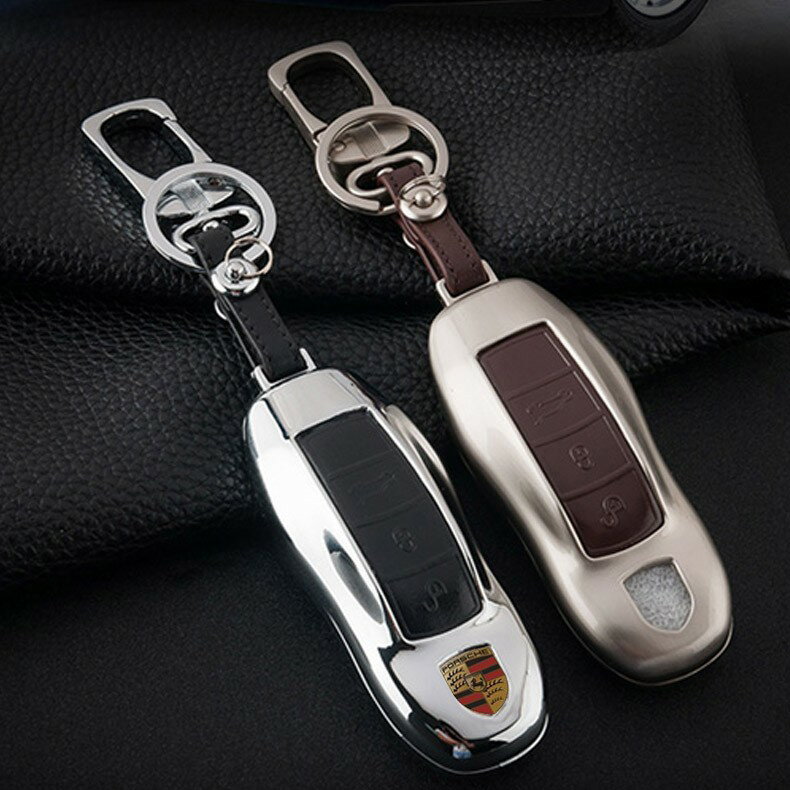 ポルシェ porsche メタル レザー キーレス用保護カバー リモコン キーシェル カイエン ボクスター 981 カレラ 911 997 パナメーラ 970 ケイマン キー ス キーホルダー【送料無料】