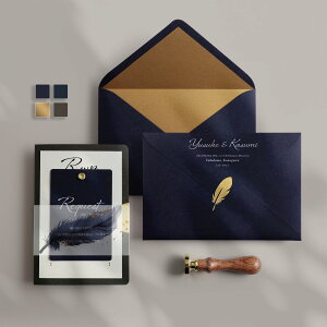 招待状セット Wedding Invitation Set【design-Feather】