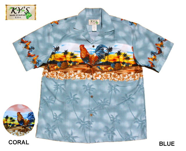 アロハシャツ KY'S Hawaii Rooster ニワトリ 鶏 ハワイ製 コットン メンズ ハワイ ブランド アメカジのサムネイル
