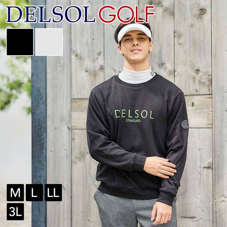 ▼ ゴルフウェア メンズ　秋 冬コーデ トップス おすすめ 長袖 裏起毛 トレーナー をお探しの方 に。 DELSOL GOLFのメンズ ゴルフ ウェアは、ジャストサイズでスポーティに。シーンに合わせて選べるよう小さいサイズから大きいサイズまでご用意しています。 ゴルフを楽しむ レディース …10代、20代、30代、40代、50代、60代と幅広い年代の方に愛される着心地と機能性を重視したデザインが人気。 ゴルフを始めたばかりの初心者の方に、コーデ セットとしてプレゼントしたり、メンズ ゴルフ ウェア 親子 リンク コーデ もおすすめ。 検索ワード：父の日ギフト　父の日　敬老の日　還暦祝い　プレゼント　ギフト　サプライズ　大きいサイズ　アスリート　サプライズ　配送日指定可　お揃い　スポーツウェア　ゆったり　誕生日　送料無料 スポーツ urakimo-nakawata 20231114-30 　under10000　20240219-2buy30　　【2023秋冬新作】5025 メンズ　裏起毛トレーナー &nbsp; M L LL 3L 着丈 65cm 67cm 69cm 71cm バスト 111cm 116cm 121cm 126cm 肩幅 43cm 45cm 47cm 49cm 袖丈 61cm 63cm 63cm 65cm 裾幅 89cm 94cm 99cm 104cm 商品説明 詳細 ※バスト・裾幅は平置き採寸×2で掲載。 エリ：クルーネック 透け感：なし 伸縮性：あり 生地の厚み：普通 シーズン：秋・冬 STAFF：これからの時期に欠かせない暖かい裏起毛トレーナー。内側は柔らかく程よく伸びる起毛生地。トレンドの白に近い薄いグレーと定番ブラックの2色展開。お手持ちのアイテムと合わせやすいシンプルなデザインにフロントの蛍光色ロゴ、袖ワッペン、首の後ろにはゴムワッペンがアクセントになった1枚です。 素材 本体：ポリエステル62％　綿35％　ポリウレタン3％ 別地：綿96％　ポリウレタン4％ 使用上のご注意 ・タンブラー乾燥はお避けください。・濡れたままの放置や長時間の浸水はしないでください。・色落ちする場合がございますので他の物と一緒に洗わないでください。・蛍光増白剤が入っていない洗剤をご使用ください。 備考 商品写真はできる限り実物の色に近づけるよう加工しておりますが、お客様が使用するパソコンのモニター設定や部屋の照明により多少、色の変化が感じられる場合がございます。