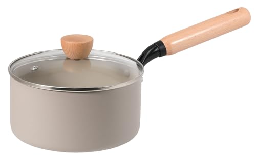 パール金属 鍋 片手鍋 18cm 深型 IH対応 ガス火対応 木柄ハンドル ガラス蓋付 ふっ素樹脂塗膜加工 PFOA FREE PTFE 送料無料