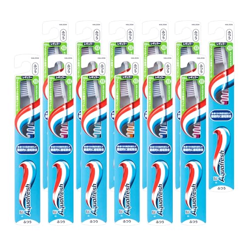 アクアフレッシュ 歯ブラシ レギュラー (ふつう) 12本 ※色はお選び頂けません 送料無料
