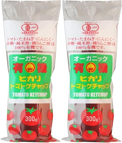 -/300グラム (x 2)/-・パッケージ個数:2・海外産と国内産の有機トマトを使用し、自然の甘みを生かした有機ケチャップです。保存料、着色料、調味料（アミノ酸等）は不使用。海外産と国内産の有機トマトを使用し、自然の甘みを生かした有機ケチャップです。有機JAS認定商品（有機農業認証協会）です。たまねぎ、にんにくは100%国内産有機です。糖類は有機砂糖と麦芽水飴を使用しています。醸造酢は国内産有機米100％の有機純米酢、有機リンゴ100％の有機純リンゴ酢を使用しています。保存料、着色料、調味料（アミノ酸等）、カラメル色素、遺伝子組み換え由来の原料は一切使用していません。オムレツ、フライドポテト、ビーフステーキ、ホットドックにそのままかけてお召し上がりください。スパゲティ、チキンライス、トマトの煮もの、炒めものなどのお料理に適量加えてください。 原材料： 有機トマト、糖類（有機砂糖、麦芽水飴）、有機醸造酢（有機米酢、有機りんご酢）、食塩、有機たまねぎ、有機にんにく、香辛料