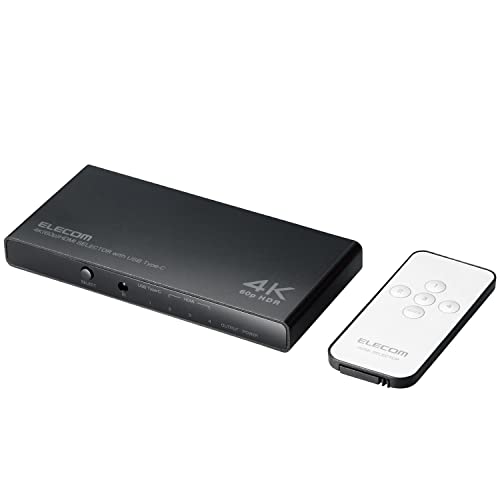 エレコム(ELECOM) HDMI切替器 4K60Hz対応 4入力(HDMI×3+USB-C)1出力 専用リモコン...