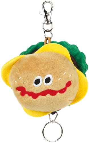 ノベルティバーガー/サイズ：10×5.5×15cm/ZRNK1-68367・Color:バーガー・パッケージ個数:1・サイズ：10×5.5×15cm・材質：ポリエステル、金具：亜鉛合金・原産国：中国リール付きのぬいぐるみキーホルダー。 かわいいぬいぐるみ部分は小物入れになっています。 【対象年齢】6歳以上 ※小さな部品があります。 誤飲・窒息の危険がありますので、対象年齢未満のお子さまには与えないでください。 ※洗濯はお避けください。