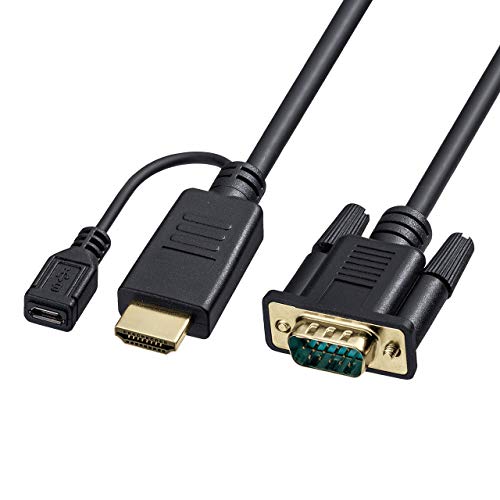 ブラック///ホワイト/約2m/KM-HD24V20・パッケージ個数:1・パソコンのHDMI出力をVGAに信号変換するアダプタケーブルです。・パソコンのHDMIポートからVGA（ミニD-sub15pin）端子のディスプレイやプロジェクターなどに画面を出力するときに使用する信号変換アダプタケーブルです。・HDMI端子がないプロジェクターなどに、HDMIケーブルがなくてもパソコンのHDMIポートから本製品、VGAケーブルで接続、画像や映像を出力することができます。・HDMI出力端子からの電源供給が少ない機種の場合でも、パソコンのUSBポートからmicroUSBケーブルを使用して本製品に給電し安定動作させることができます。※給電用のmicroUSBケーブルは付属していません。・ドライバーなどをインストールする必要がなく、接続するだけで使用できます。＜ご注意＞※音声出力には対応していません。音声を聞くにはパソコン本体の音声出力端子とスピーカーをつなげば音声を出力することができます。（パソコンでの再生デバイスの設定が必要です）※HDCPには対応していません。そのために本体●パソコンのHDMI出力をVGAに信号変換するアダプタケーブルです。 ●パソコンのHDMIポートからVGA(ミニD-sub15pin)端子のディスプレイやプロジェクターなどに画面を出力するときに使用する信号変換アダプタケーブルです。 ●HDMI端子がないプロジェクターなどに、HDMIケーブルがなくてもパソコンのHDMIポートから本製品、VGAケーブルで接続、画像や映像を出力することができます。 ●HDMI出力端子からの電源供給が少ない機種の場合でも、パソコンのUSBポートからmicroUSBケーブルを使用して本製品に給電し安定動作させることができます。 ※給電用のmicroUSBケーブルは付属していません。 ●ドライバーなどをインストールする必要がなく、接続するだけで使用できます。 (ご注意) ※音声出力には対応していません。音声を聞くにはパソコン本体の音声出力端子とスピーカーをつなげば音声を出力することができます。(パソコンでの再生デバイスの設定が必要です) ※HDCPには対応していません。そのために本体の機種によってはHDMI出力がまったくできなくなる機種もありますので、ご使用の前に本体の製造元にご確認ください。(著作権保護が使用されているコンテンツの出力はできません) ■カラー:ブラック ■ケーブル長:約2m(コネクタの長さも含む) ■コネクタ形状:HDMIオス(HDMIタイプA オス)-ミニD-sub15pinオス microUSBメス(電源用) ■線材規格(UL):2919 VW-1 ■ケーブル外径:約5.5mm ■電源:DC5V(500mW)(HDMIバスパワー) ※接続する機器のHDMI端子からの電力で動作します。 ※電力供給が安定しない機器の場合は、動作しないまたは、動作が不安定になる場合があります。このような場合には機器のUSBポートまたはUSB充電器(USBAメス出力端子の機種)と本製品を、USBAコネクタオス-microUSBBコネクタオスケーブル(別売)で接続してご使用ください。 ■対応解像度:1920×1080/60Hz(1080p)・1920×1200/60Hz(WUXGA) ※パソコン・プロジェクターやディスプレイ両方が同じ解像度に対応している必要があります。