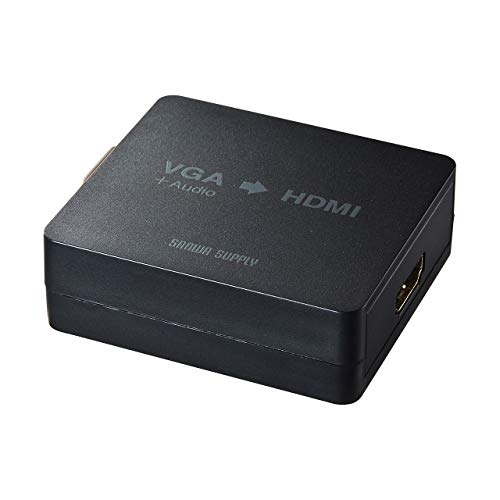 VGA → HDMI-/-/VGA-CVHD2・Style:VGA → HDMI・パッケージ個数:1・ミニD-sub(HD)15pinアナログ信号(VGA)をHDMI信号に変換できるコンバーター・ミニD-Sub(HD)15pinアナログVGAポートを搭載するパソコンからHDMI搭載ディスプレイに接続・表示する場合に最適です。・3.5mmステレオ音声信号も同時に変換できるのでHDMIディスプレイから映像と音声両方を出力することもできます。・USB給電で動作するUSBバスパワー方式なのでモバイル環境でも設置が簡単に行えます。・ドライバ等のインストールは必要ありません。接続するだけで使用できます。ミニD-sub(HD)15pinアナログ信号(VGA)をHDMI信号に変換できるコンバーター ・ミニD-sub(HD)15pinアナログ信号（VGA)をHDMI信号に変換するコンバーターです。 ・ミニD-Sub(HD)15pinアナログVGAポートを搭載するパソコンからHDMI搭載ディスプレイに接続・表示する場合に最適です。 ・3.5mmステレオ音声信号も同時に変換できるのでHDMIディスプレイから映像と音声両方を出力することもできます。 ・USB給電で動作するUSBバスパワー方式なのでモバイル環境でも設置が簡単に行えます。 ・ドライバ等のインストールは必要ありません。接続するだけで使用できます。 【対応機器】：Windows搭載（DOS/V)パソコン、Apple Macintosh ※ミニD-sub(HD)15pinディスプレイコネクタを持つ機種 【対応出力機器】：HDMI入力端子を標準搭載しているテレビ・パソコン用ディスプレイなど ※1920×1200ドット対応ディスプレイは正常に表示されないことがあります。 必ず1920×1080ドット以下のディスプレイ・テレビをご利用ください。 【インターフェース】 入力用：ミニD-sub(HD)15pinメス×1、3.5mmステレオミニジャック×1 出力用：HDMI タイプA(19PIN）メス×1 【対応解像度・対応リフレッシュレート】 640x480_60Hz 640x480_72Hz 640x480_75Hz 640x480_85Hz 720x400_70Hz 800x600_60Hz 800x600_72Hz 800x600_75Hz 800x600_85Hz 1024x768_60Hz 1024x768_70Hz 1024x768_75Hz 1024x768_85Hz 1152x864_75Hz 1280x720_60Hz 1280x768_60Hz 1280x768_75Hz 1280x768_85Hz 1280x800_60Hz 1280x800_75Hz 1280x800_85Hz 1280x960_60Hz 1280x960_85Hz 1280x1024_60Hz 1280x1024_75Hz 1360x768_60Hz 1366x768_60Hz 1400x1050_60Hz 1440x900_60Hz 1600x900_60Hz 1600x1200_60Hz 1680x1050_60Hz 1920x1080_60Hz 【対応音声フォーマット】：リニアPCM2チャンネル(48kHz） 【入力DDC信号】：5.3V 【消費電力】：2W 【稼動温度/湿度】：温度0〜50℃　湿度80%以下（結露なきこと） 【保存温度/湿度】：温度-20〜60℃　湿度80%以下（結露なきこと） 【材質】：ABS 【サイズ】：W60×D54×H20mm 【重量】：42g 【付属品】：USBケーブル(給電用）×1、取扱説明書 【※ご購入前にご確認ください。※】 ・液晶テレビ、プロジェクター、パソコン用ディスプレイも上記解像度・リフレッシュレートに対応している必要があります。 ・解像度1920×1200ドットには対応しておりません。 ・解像度1920×1200ドット対応のディスプレイの場合、正常に表示できないことがあります。 ・上記対応解像度でもリフレッシュレートが異なりますと正常に表示できませんのでご注意ください。 ・アナログVGA信号からデジタルHDMI信号への信号変換を行う製品ですが、機器により認識できない・表示できない等の相性問題が発生する可能性があります。 ・全ての機器で動作をするものではありません。