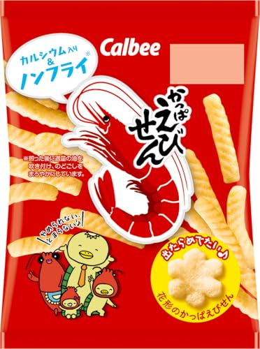赤/26g×24袋/-・Size:26g×24袋・小袋商品紹介 お子様の成長に特に必要な「カルシウム」入りです。 天然えびをまるごと・殻ごと使っているえびせんならではの特徴です。 見た目からもえびの素材感が有り、ななめの筋が入ったつまみやすいスティック状のスナックです。 飽きのこない味わいとサクサクの食感が楽しめる、「やめられない、とまらない♪」おいしさです。 お持ち運びや保管に便利! かっぱえびせんの小袋サイズです。 原材料・成分 小麦粉（国内製造）、植物油、でん粉、えび、砂糖、食塩、えびパウダー / 膨脹剤、調味料（アミノ酸 等）、甘味料（甘草）
