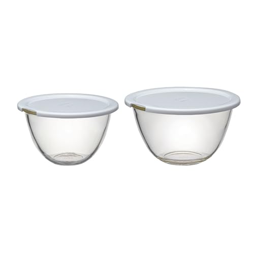 乐天商城 - HARIO(ハリオ) レンジフタ付き 耐熱ガラス製 ボウル 2個セット 1500ml 2200ml BUONO kitchen マルチ 送料無料