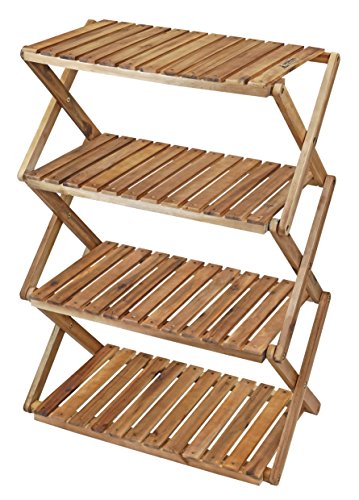 Rakuten - キャプテンスタッグ(CAPTAIN STAG) キャンプ ベランダ 収納棚 木製4段ラック MOVEラック W600mm 高さ2段階調節 送料無料