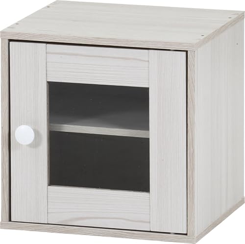 不二貿易(Fujiboeki) キューブボックス ガラス扉 ホワイトウォッシュ 幅34.5×奥行31.5×高さ34.5cm 43903 送料無料