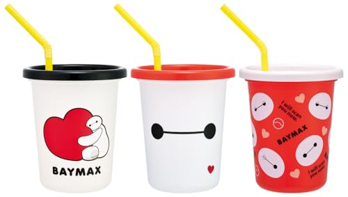 乐天商城 - スケーター(Skater) ストロー付 タンブラー 320ml 3個 セット 日本製 ディズニー ベイマックス SIH3ST-A 送料無料