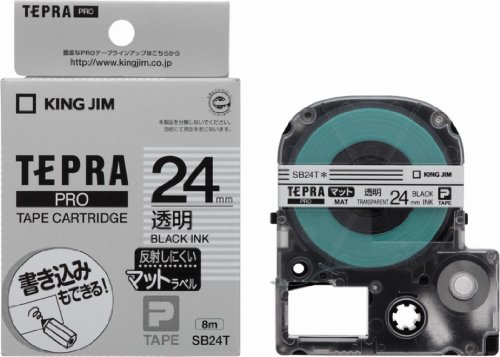 Rakuten - 【純正】 キングジム(Kingjim) テプラPROテープカートリッジ マット 24mm 透明ラベル/黒文字 長さ8m SB24T 送料無料