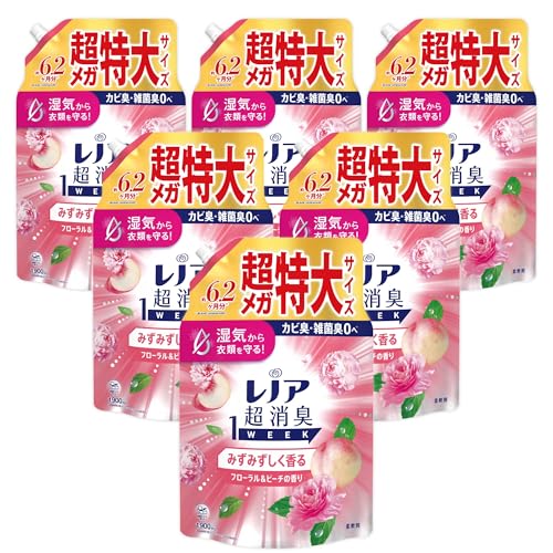 レノア Lenor 超消臭1WEEK 柔軟剤 みずみずしく香るフローラル&ピーチの香り 詰め替え 1900mLx6袋 [大容量] [ケー 送料無料