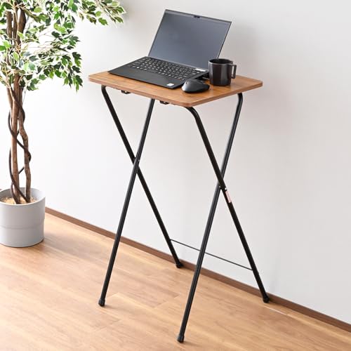 山善(YAMAZEN) テーブル ミニ 折りたたみ式 サイドテーブル ハイタイプ 机 メラミン天板(傷・汚れ・水分・熱に強い) 幅50× 送料無料