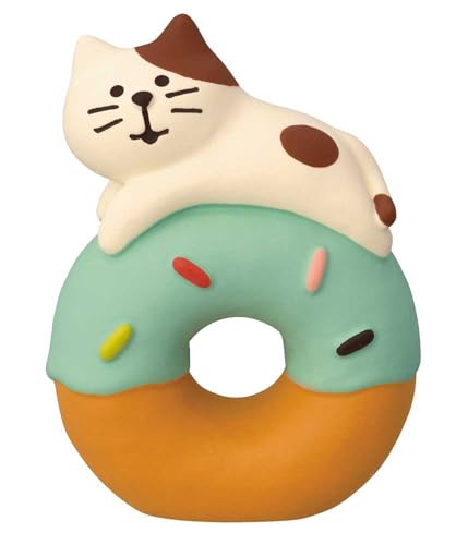 Rakuten - デコレコーポレーション concombre コンコンブル 置物 オブジェ うきうきドーナツ ちびねこ 約W30×D15×H40mm ZC 送料無料