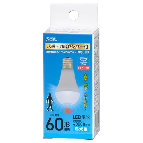 乐天商城 - オーム(OHM) LED電球小形 E17 60形相当 人感明暗センサー付 昼光色｜オーム電機 LDA7D-G/E17 PIR 06-56 送料無料