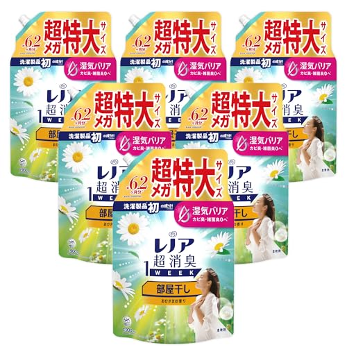 レノア Lenor 超消臭1WEEK 柔軟剤 部屋干し おひさまの香り 詰め替え 1900mLx6袋 [大容量] [ケース品] 送料無料