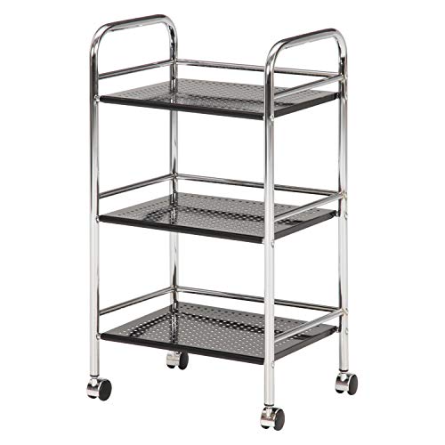 Rakuten - 不二貿易 キッチンワゴン ラック 3段 幅40×奥行32×高さ74.5cm ブラック キッチン収納 スチール キャスター付き 組立商品 送料無料