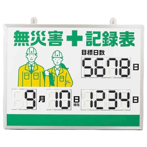 緑十字 デジタル式無災害記録表 MKH-001 453×603×23mm アルミ枠付 413001 送料無料(4.0)