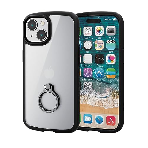 乐天商城 - エレコム iPhone15 ケース TOUGH SLIM LITE リング付き 耐衝撃 衝撃吸収 薄型 軽量 ストラップシート付き スト 送料無料