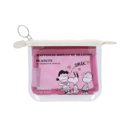 乐天商城 - サンスター文具(Sun-Star Stationery) スヌーピー クリアポーチ ミッテ PEANUTS アメリカンテイスト ピンク 送料無料