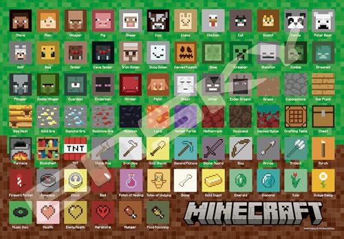 拼圖玩具 - エンスカイ(ENSKY) MINECRAFT マインクラフト Pixel Icons 51×73.5cm ジグソーパズル 1000ピース 送料無料