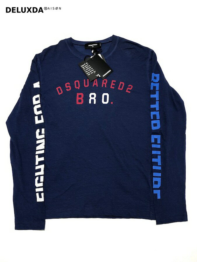 【定価50,600円】 DSQUARED2（ディースクエアード）インディゴ染め プリント ロング Tシャツ S74GD449-470 18.19