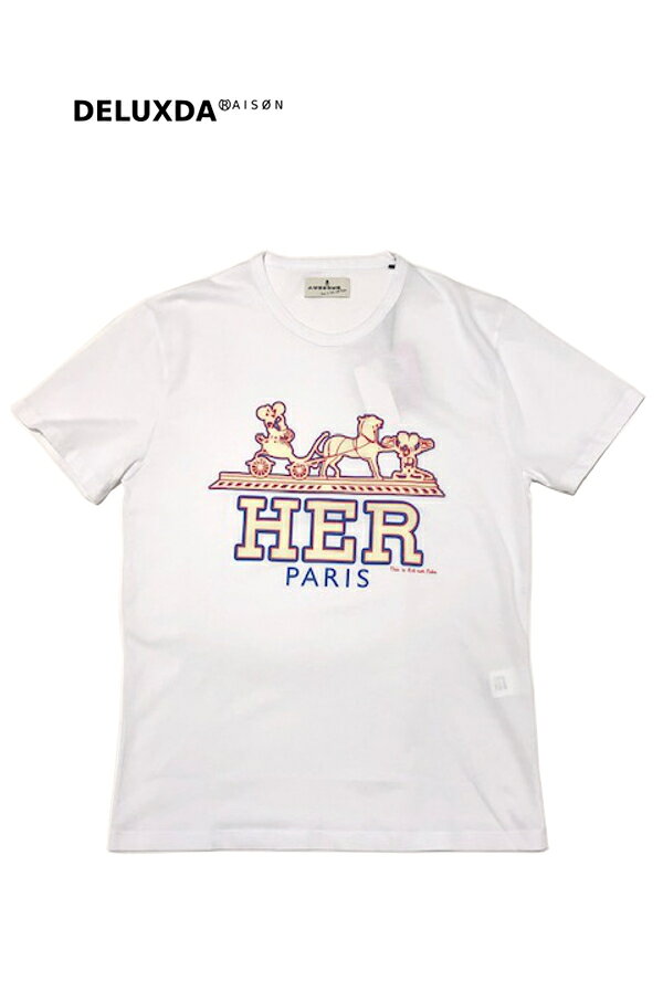 【AWESOME オーサム】Tシャツ TEE WHITE エルメス パロディ プリント ディズニー D...