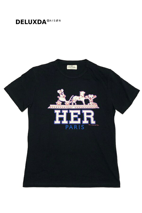【AWESOME オーサム】Tシャツ TEE WHITE エルメス パロディ プリント ディズニー D...