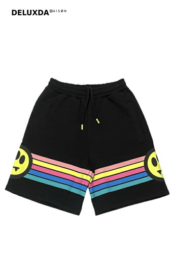 【BARROW / バロー】SWEAT SHORTS UNISEX レインボーラインサイドロゴハーフパンツ スウェットショートパンツ ショーツ カラフル ウエストドローコード 【BARROW / バロー】SWEAT SHORTS UNISEX レインボーラインサイドロゴハーフパンツ スウェットショートパンツ ショーツ カラフル ウエストドローコード